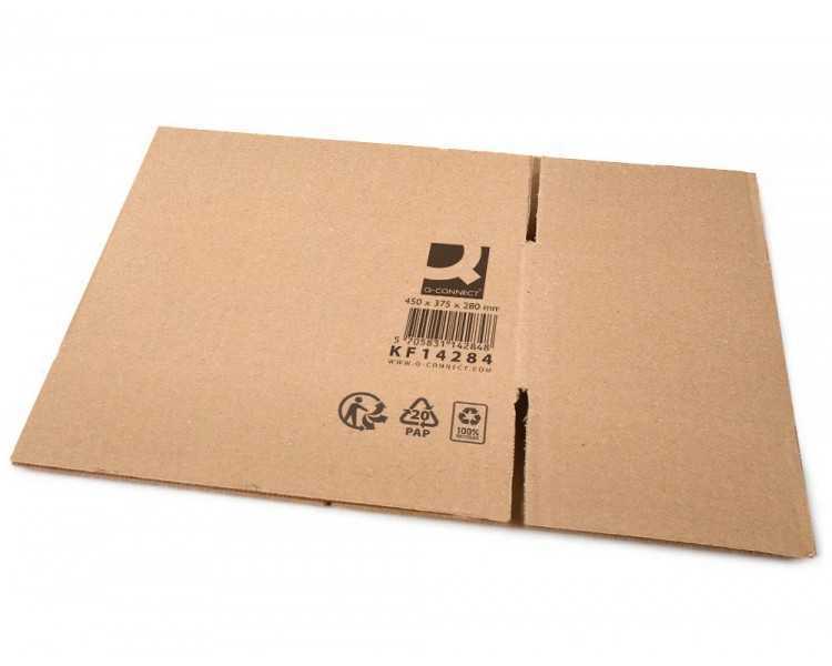 Caja para embalar q-connect americana ultrarresistente carton reciclado canal doble 7mm color kraft 450x375x280 mm