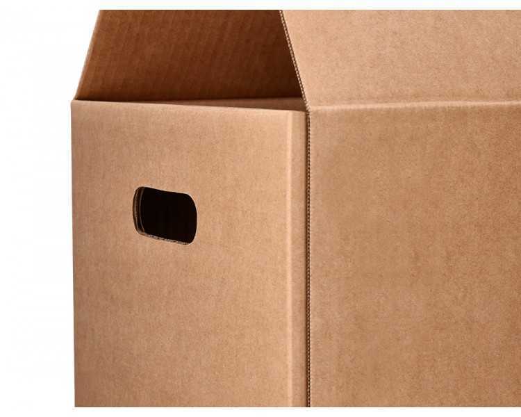 Caja para embalar q-connect americana con asas carton reciclado canal simple 5 mm color kraft 600x400x290 mm