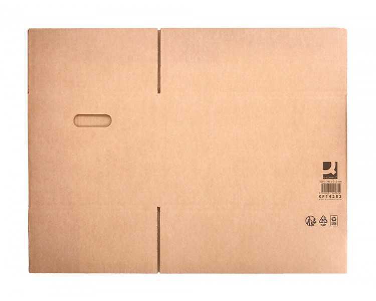 Caja para embalar q-connect americana con asas carton reciclado canal simple 5 mm color kraft 500x340x310 mm