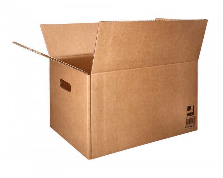 Caja para embalar q-connect americana con asas carton reciclado canal simple 5 mm color kraft 500x340x310 mm