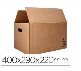 Caja para embalar q-connect americana con asas carton reciclado canal simple 5 mm color kraft 400x290x220 mm