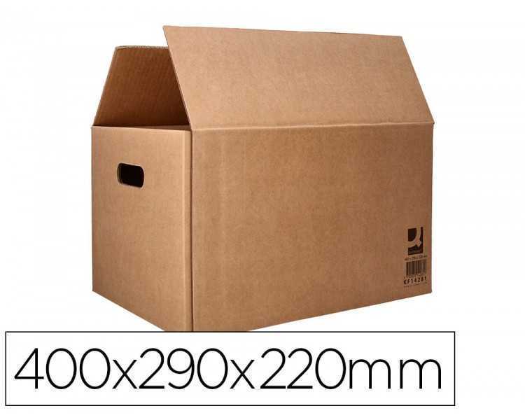 Caja para embalar q-connect americana con asas carton reciclado canal simple 5 mm color kraft 400x290x220 mm