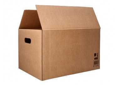 Caja para embalar q-connect americana con asas carton reciclado canal simple 5 mm color kraft 400x290x220 mm Caja para embalar q-connect americana con asas carton reciclado canal simple 5 mm color kraft 400x290x220 mm