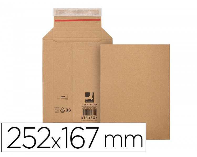 Sobre para envios q-connect carton 100% reciclado y reciclable cierre autoadhesivo252x167x72 mm color kraft