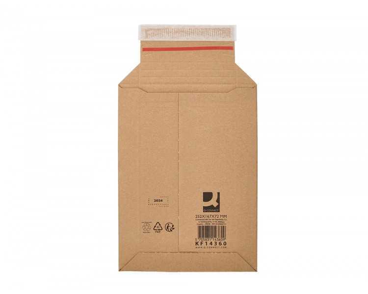 Sobre para envios q-connect carton 100% reciclado y reciclable cierre autoadhesivo252x167x72 mm color kraft