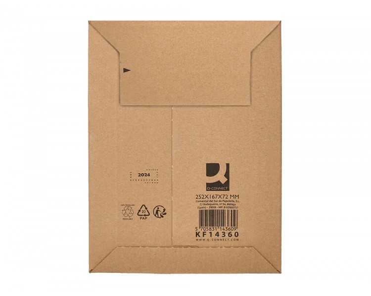 Sobre para envios q-connect carton 100% reciclado y reciclable cierre autoadhesivo252x167x72 mm color kraft