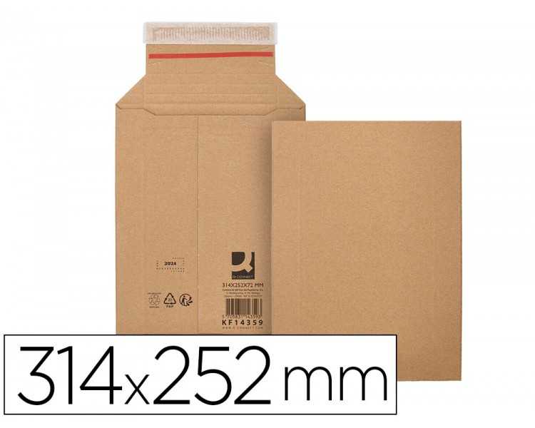 Sobre para envios q-connect carton 100% reciclado y reciclable cierre autoadhesivo314x252x72 mm color kraft