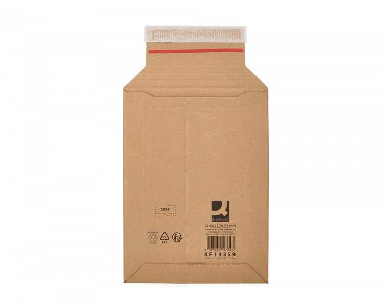 Sobre para envios q-connect carton 100% reciclado y reciclable cierre autoadhesivo314x252x72 mm color kraft