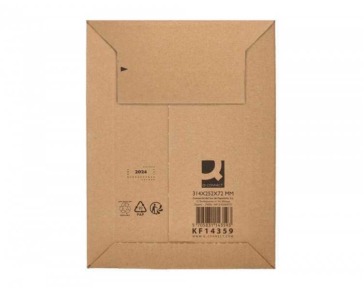 Sobre para envios q-connect carton 100% reciclado y reciclable cierre autoadhesivo314x252x72 mm color kraft