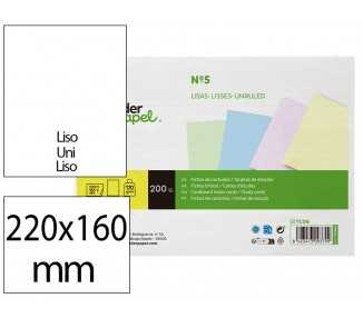 Tarjeta liderpapel para estudiar lisa cartulina de colores 170 gr/m2 160x220mm paquete de 200 unidades