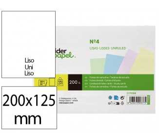 Tarjeta liderpapel para estudiar lisa cartulina de colores 170 gr/m2 125x200mm paquete de 200 unidades