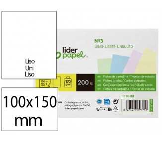 Tarjeta liderpapel para estudiar lisa cartulina de colores 170 gr/m2 100x150mm paquete de 200 unidades