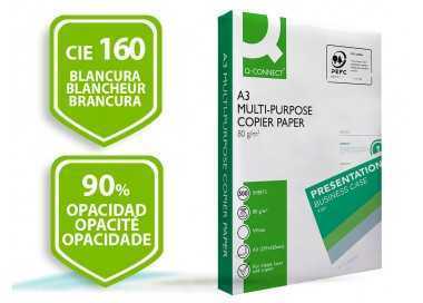Papel fotocopiadora q-connect economy din a3 80 gramos paquete de 500 hojas Papel fotocopiadora q-connect economy din a3 80 gramos paquete de 500 hojas
