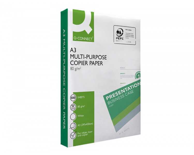 Papel fotocopiadora q-connect economy din a3 80 gramos paquete de 500 hojas