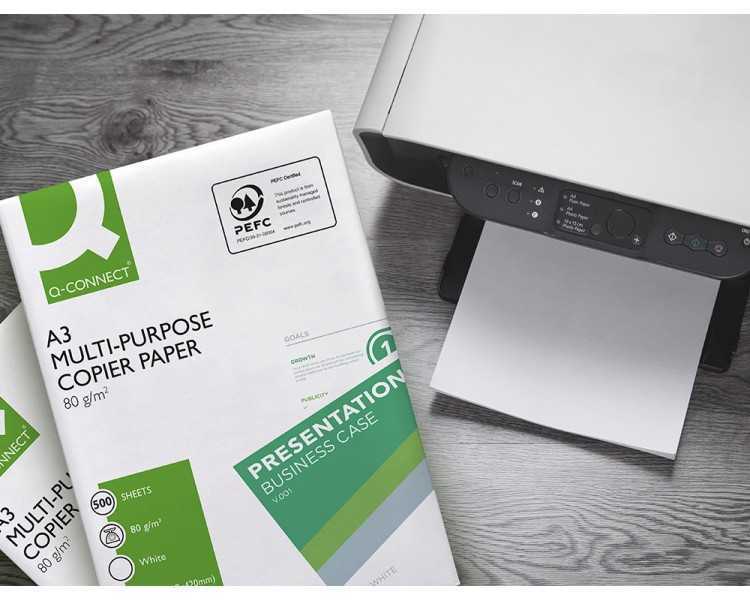 Papel fotocopiadora q-connect economy din a3 80 gramos paquete de 500 hojas