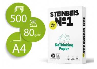Papel fotocopiadora steinbeis n.1 100% reciclado din a4 80 gramos paquete de 500 hojas