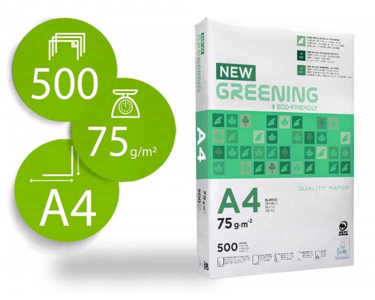 Papel fotocopiadora greening din a4 75 gramos paquete de 500 hojas
