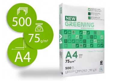 Papel fotocopiadora greening din a4 75 gramos paquete de 500 hojas