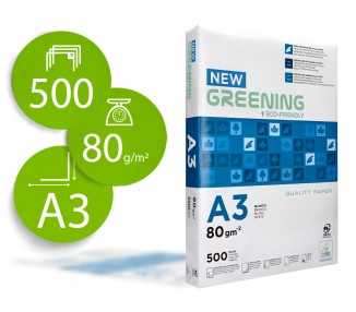 Papel fotocopiadora greening din a3 80 gramos paquete de 500 hojas
