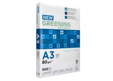 Papel fotocopiadora greening din a3 80 gramos paquete de 500 hojas