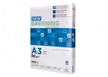 Papel fotocopiadora greening din a3 80 gramos paquete de 500 hojas