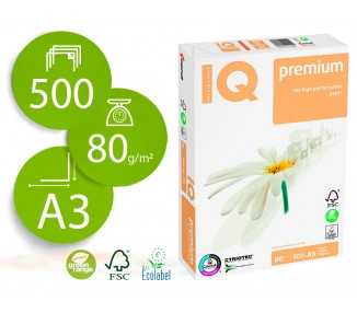 Papel fotocopiadora iq premium din a3 80 gramos paquete de 500 hojas