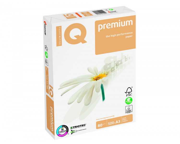 Papel fotocopiadora iq premium din a3 80 gramos paquete de 500 hojas