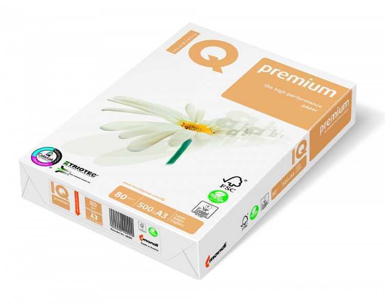 Papel fotocopiadora iq premium din a3 80 gramos paquete de 500 hojas