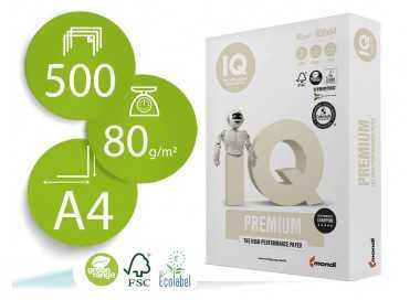 Papel fotocopiadora iq premium din a4 80 gramos paquete de 500 hojas