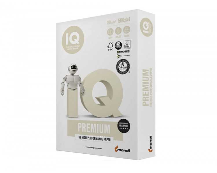 Papel fotocopiadora iq premium din a4 80 gramos paquete de 500 hojas