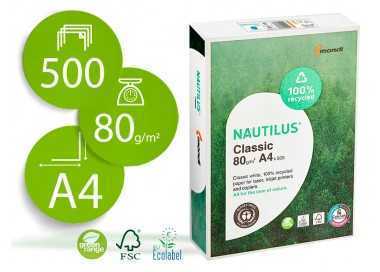 Papel fotocopiadora nautilus din a4 80 gramos paquete de 500 hojas 100% reciclado