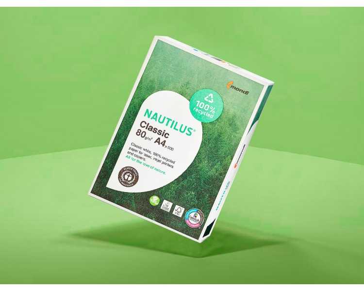 Papel fotocopiadora nautilus din a4 80 gramos paquete de 500 hojas 100% reciclado