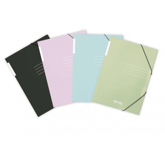 Carpeta con gomas pardo tres solapas din a4 carton pastel expositor de 24 unidades colores surtidos