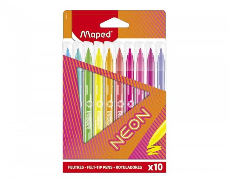 Rotulador maped fluorescente neon caja de 10 unidades colores surtidos