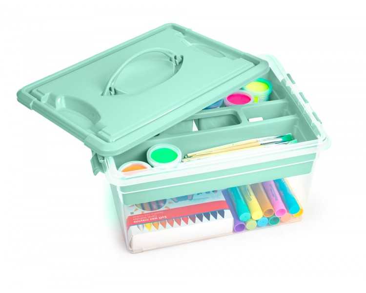 Caja organizadora plastico plasticforte n 9 con bandeja colores surtidos 27x34x18 cm