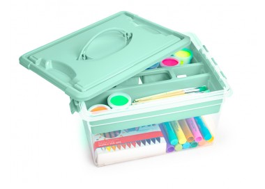 Caja organizadora plastico plasticforte n 9 con bandeja colores surtidos 27x34x18 cm