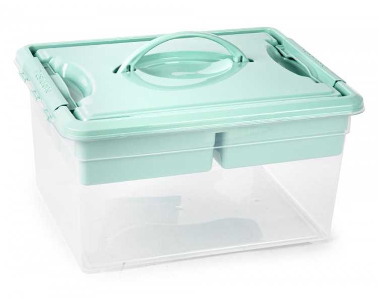 Caja organizadora plastico plasticforte n 9 con bandeja colores surtidos 27x34x18 cm