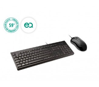 Set teclado y raton kensington km100 eq ecologico con cable color negro