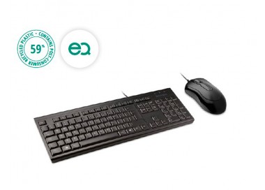 Set teclado y raton kensington km100 eq ecologico con cable color negro