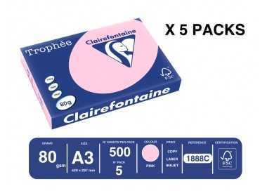 Papel color trophee a3 80gr rosa pastel paquete de 500 hojas