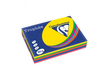 Papel color trophee a4 80gr 5 colores surtidos intensos paquete de 500 hojas (100 hojas x color)