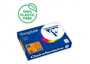 Papel color trophee a4 80gr naranja neon paquete de 500 hojas