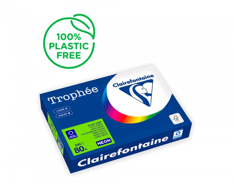 Papel color trophee a4 80gr verde neon paquete de 500 hojas
