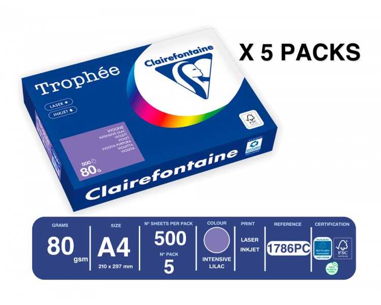 Papel color trophee a4 80gr rosa violeta intenso paquete de 500 hojas