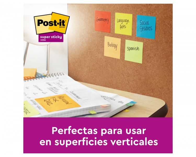 Bloc de notas adhesivas quita y pon post it super sticky carnival 100% pefc 76x127 mm pack de 6 blocs colores