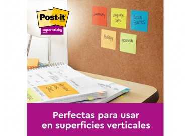 Bloc de notas adhesivas quita y pon post it super sticky carnival 100% pefc 76x127 mm pack de 6 blocs colores