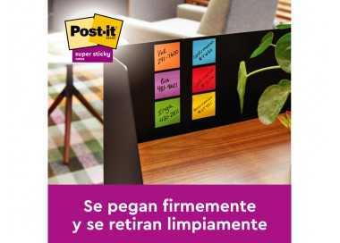 Bloc de notas adhesivas quita y pon post it super sticky carnival 100% pefc 76x127 mm pack de 6 blocs colores