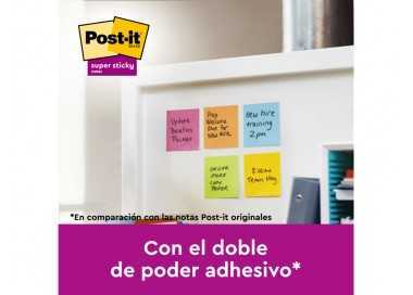 Bloc de notas adhesivas quita y pon post it super sticky carnival 100% pefc 76x127 mm pack de 6 blocs colores