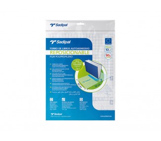 Forralibro adhesivo para libros sadipal reposicionable 80 mc 50x35 cm pack de 10 unidades