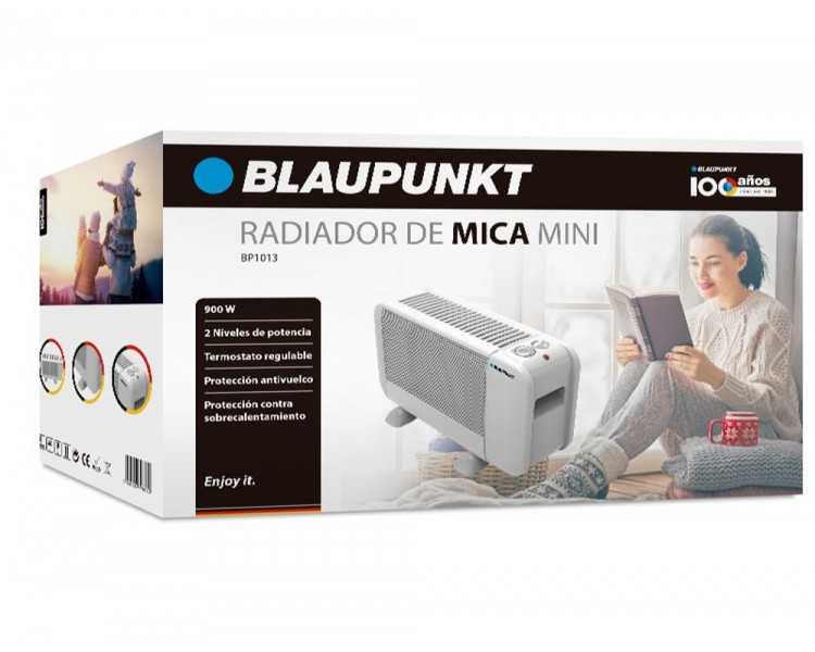 Radiador blaupunkt mini 900w dos niveles potencia proteccion sobrecalentamiento color blanco